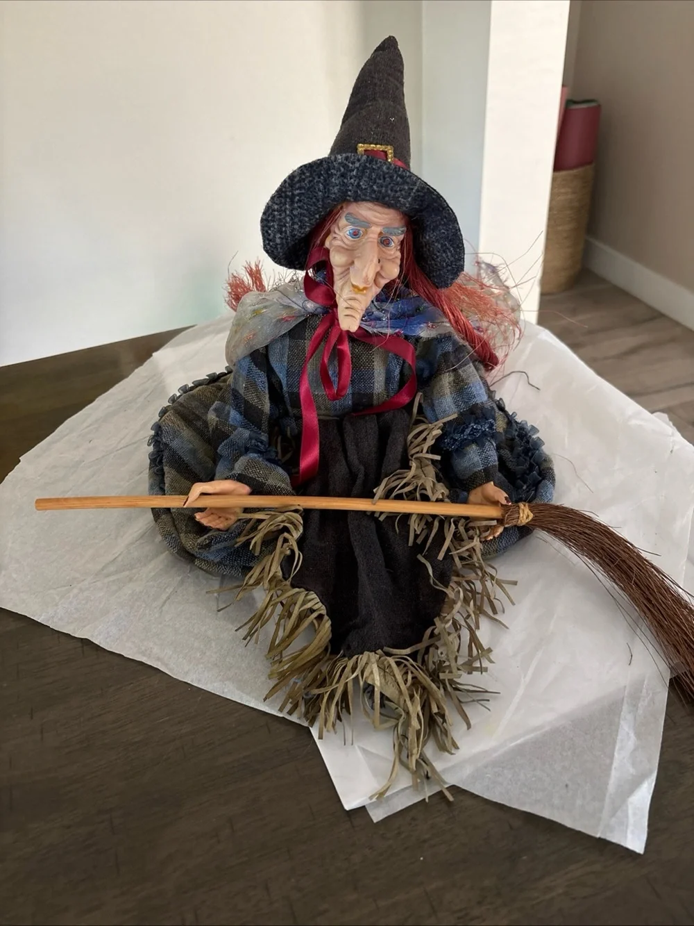 Witch Doll- Halloween Decor- Vintage Table Sitter Decor- Spooky